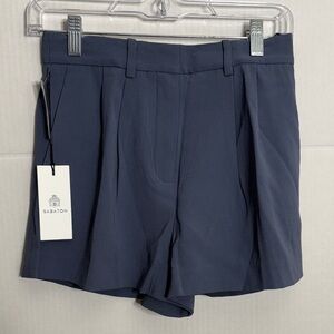 Aritzia Babaton Navy Pleated Tailored Shorts Pleated Mini Short 9314